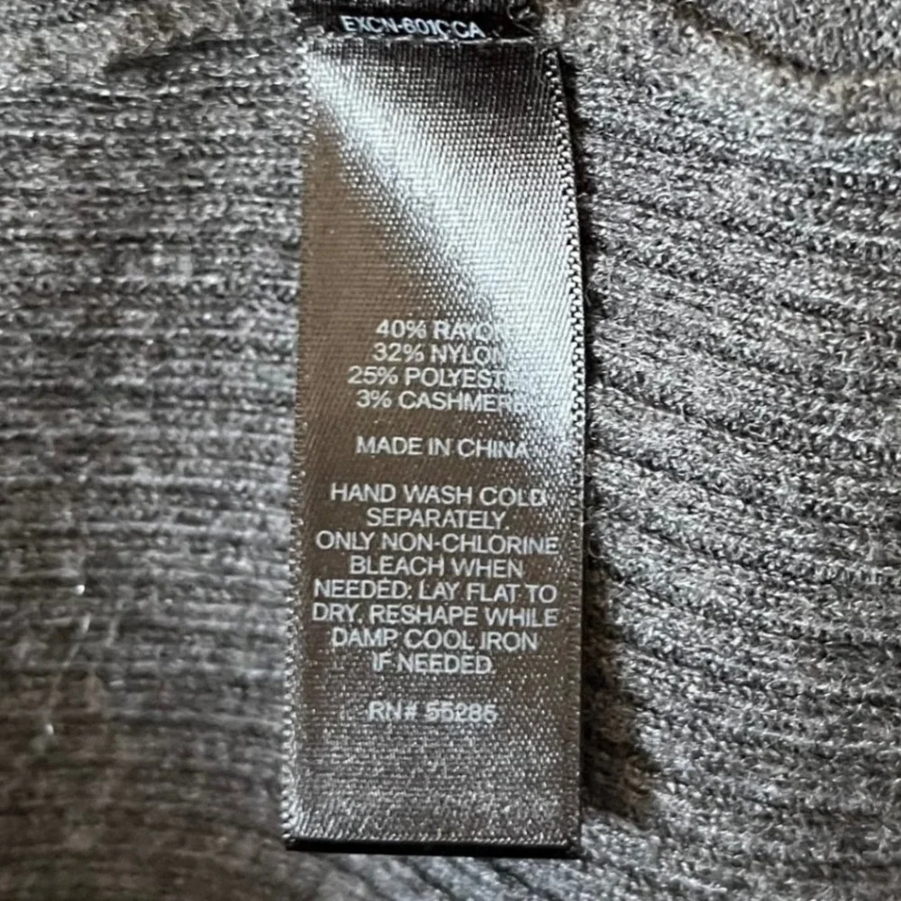 Express Women Charcoal‎ Gray Ribbed Open Front Cashmere Blend Cardigan Sweater S